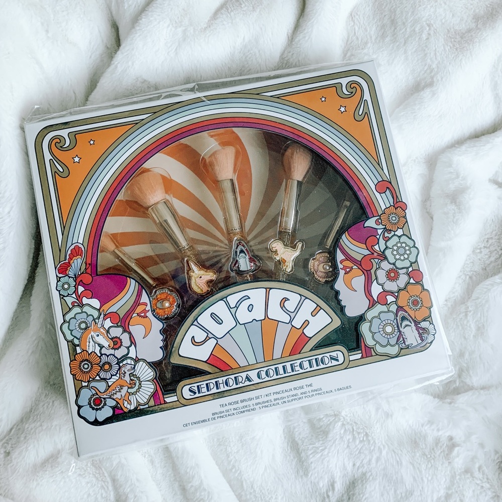 NIB Coach x Sephora Tea Rose Makeup Brush Set